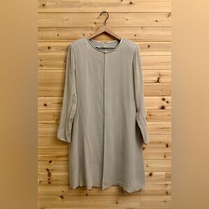 Vintage Kay Unger Size 10 Silk Long Sleeve Chiffon Overlay Knee Length Dress